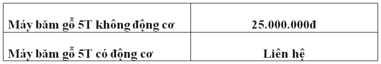 Bảng giá máy băm gỗ 5T
